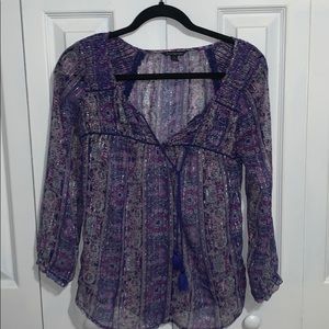 Sheer Purple 3/4 Sleeve Shirt